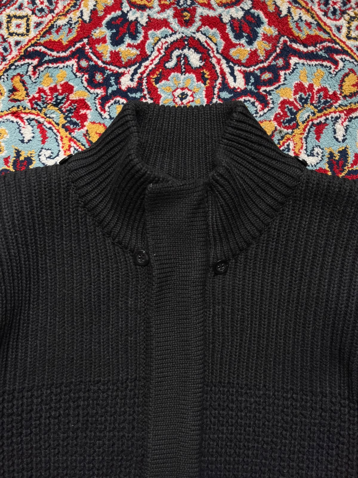 Terance Kole Black Cotton Chunky Knit Sweater - L