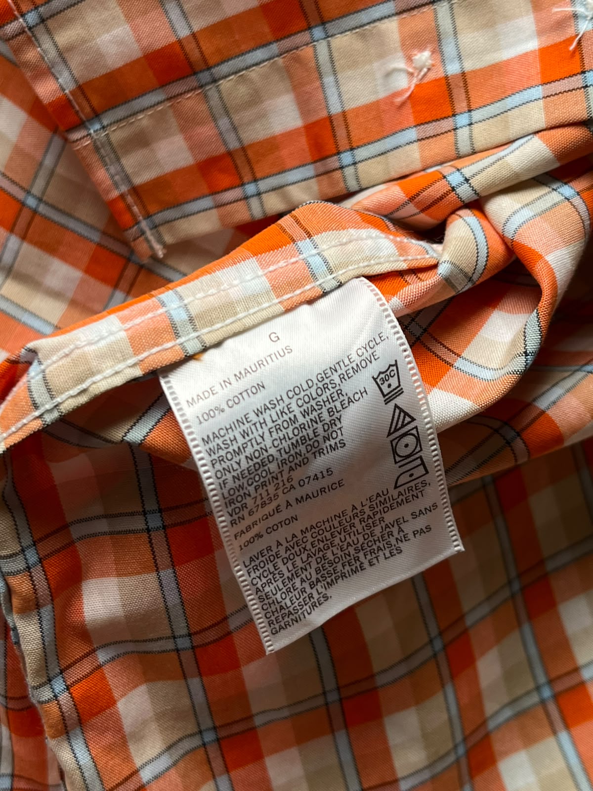 Nautica Wrinkle Resistant Orange Plaid Check BUTTON DOWN SHIRT - XL
