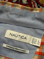 Nautica Wrinkle Resistant Orange Plaid Check BUTTON DOWN SHIRT - XL