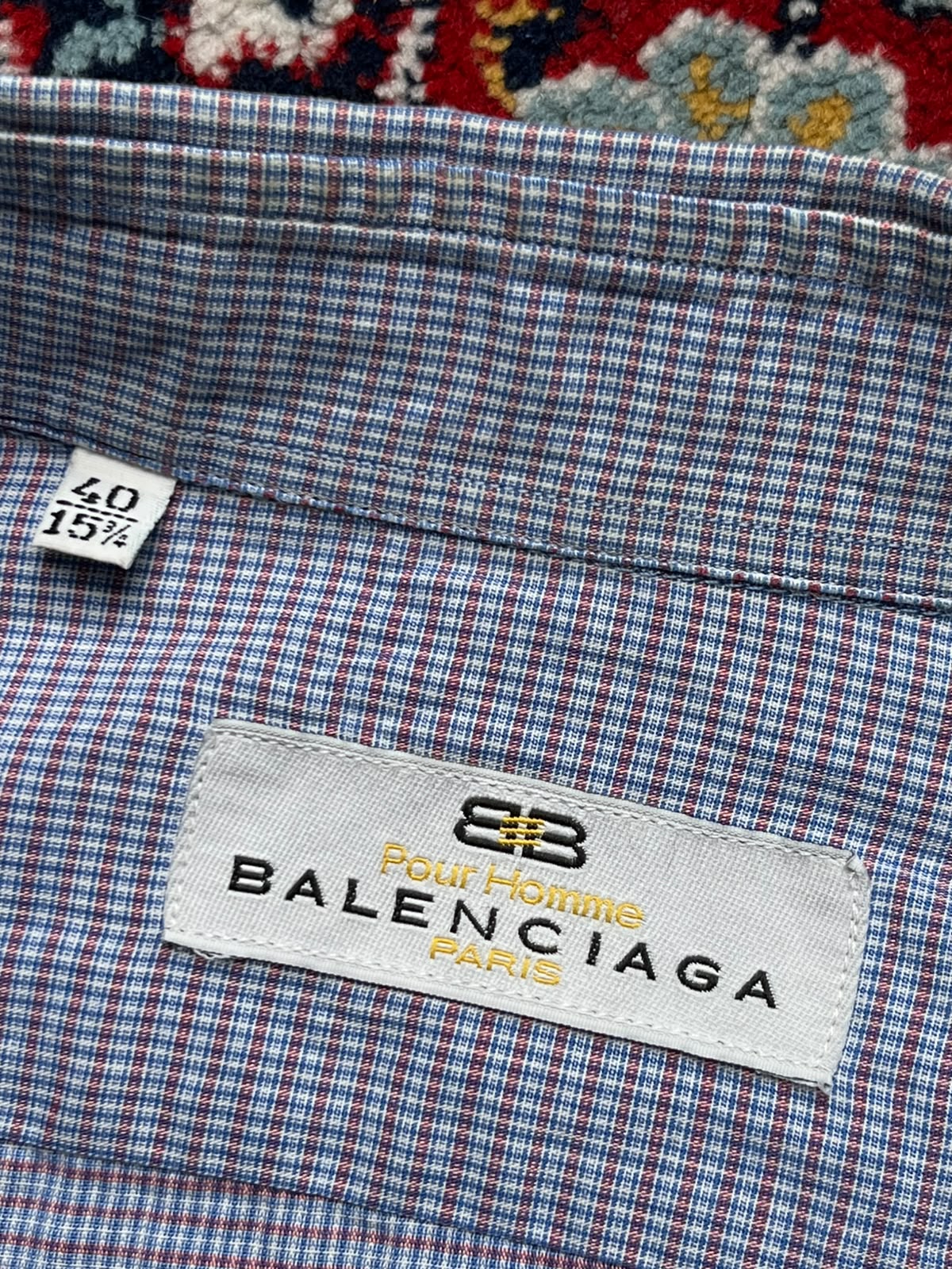 Vintage Balenciaga Pour Homme Plaid Check BUTTON DOWN SHIRT - S