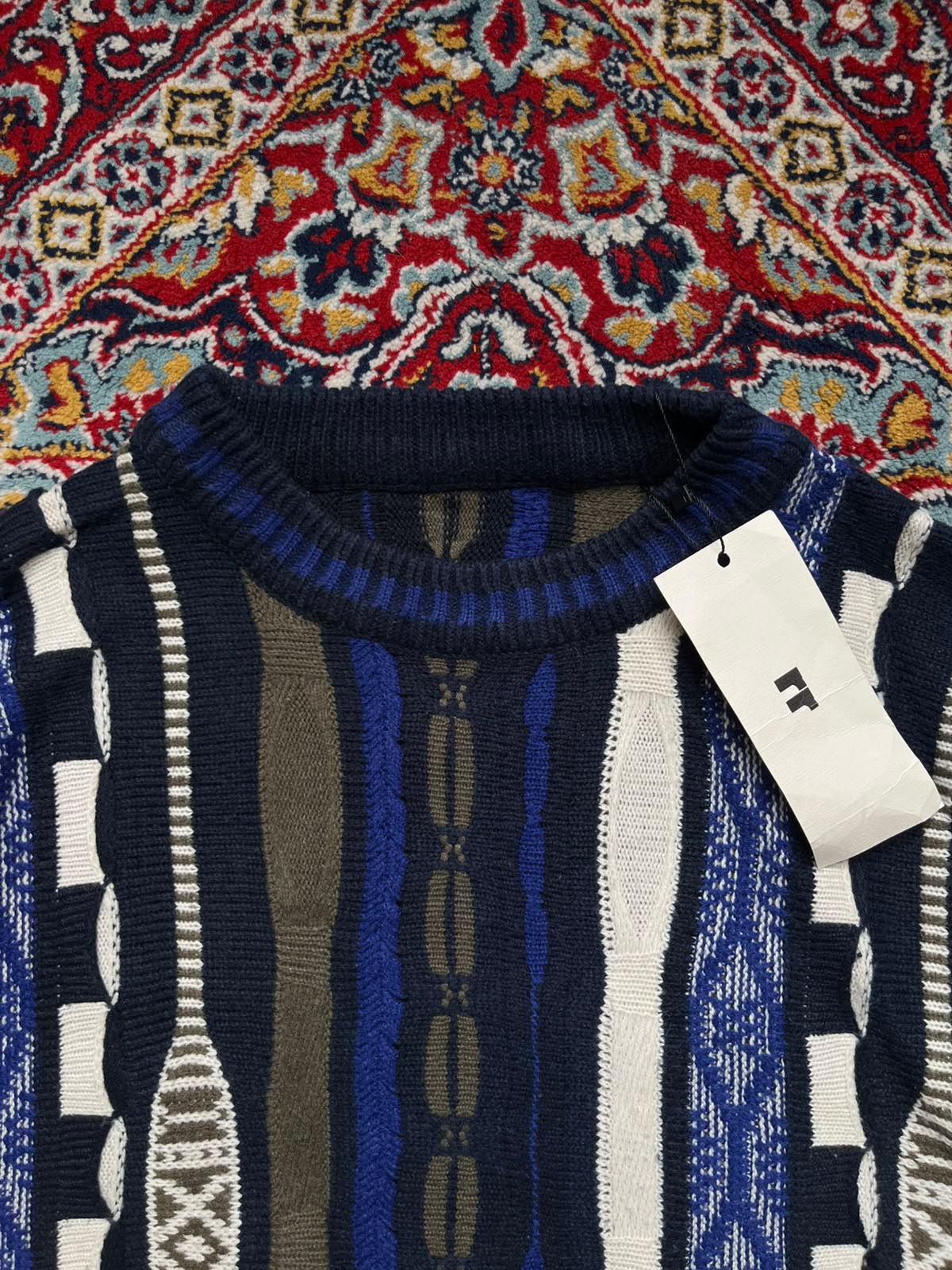 Vintage 90s Textured Knit Crewneck Multi Color SWEATER - XL