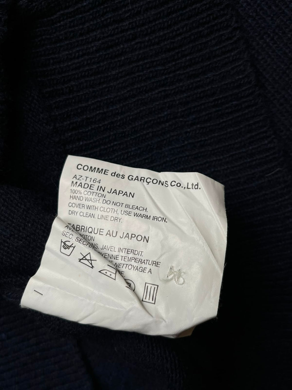 Comme des Garcons PLAY Navy Blue V-Neck Cardigan - M