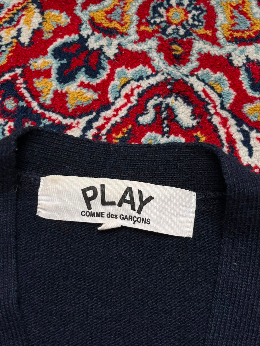 Comme des Garcons PLAY Navy Blue V-Neck Cardigan - M