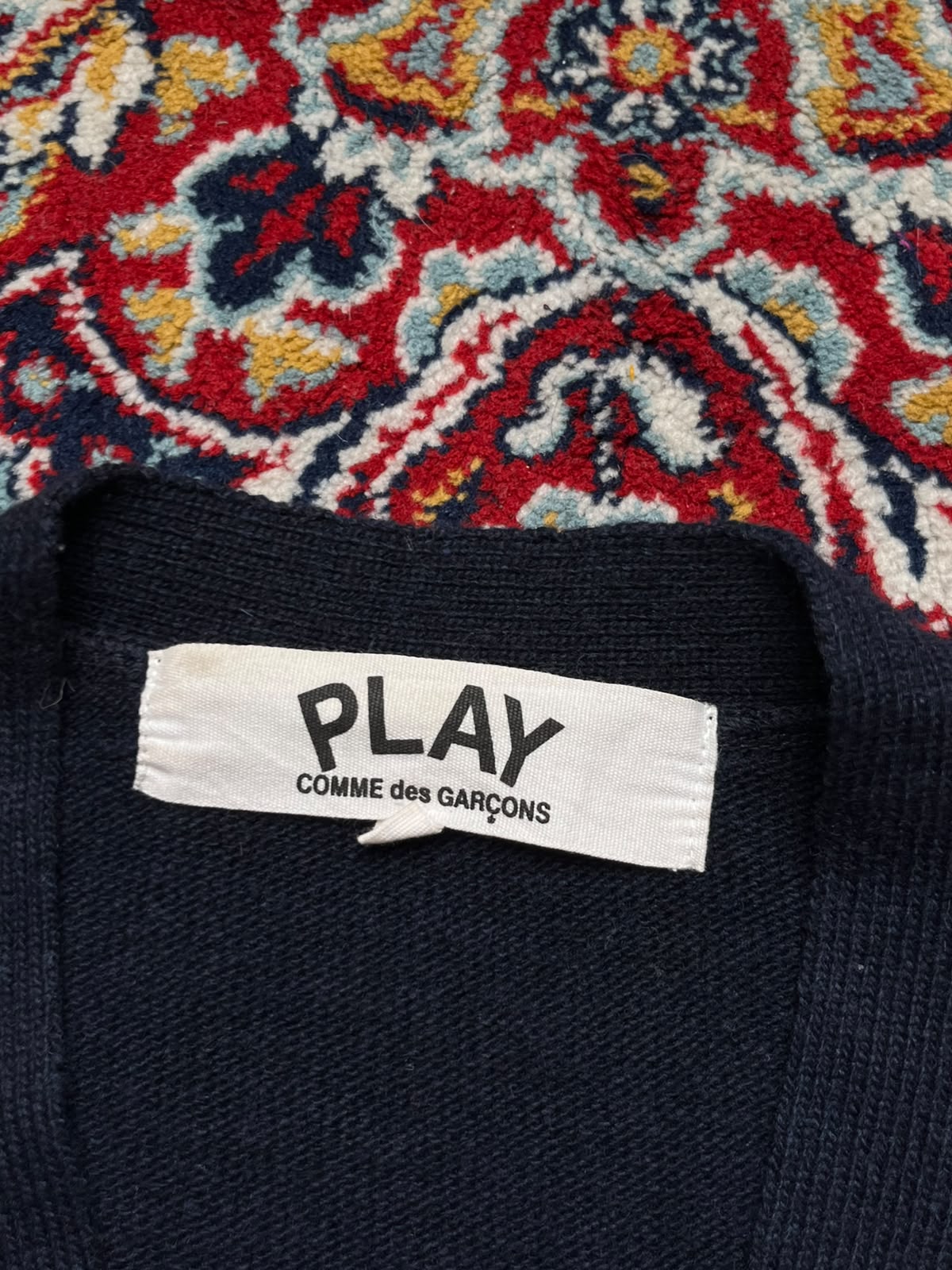 Comme des Garcons PLAY Navy Blue V-Neck Cardigan - M