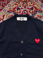 Comme des Garcons PLAY Navy Blue V-Neck Cardigan - M