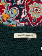Beautiful Monster Forest Green Waffle Knit Crewneck Sweaters - L