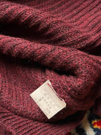 N J Maroon Ribbed Knit Raglan Crewneck Sweaters - XL