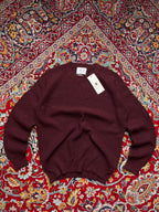 N J Maroon Ribbed Knit Raglan Crewneck Sweaters - XL