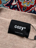 Cozy+ Beige Knit V-Neck Button Up Cardigan - L