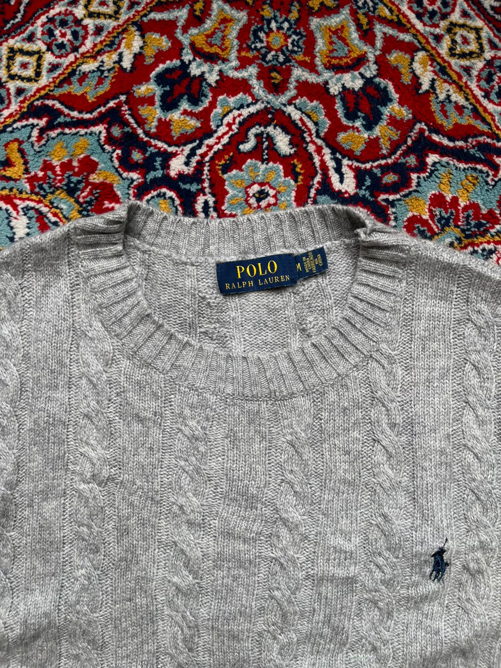 Polo Ralph Lauren Gray Cable Knit Wool Crewneck sweater - M