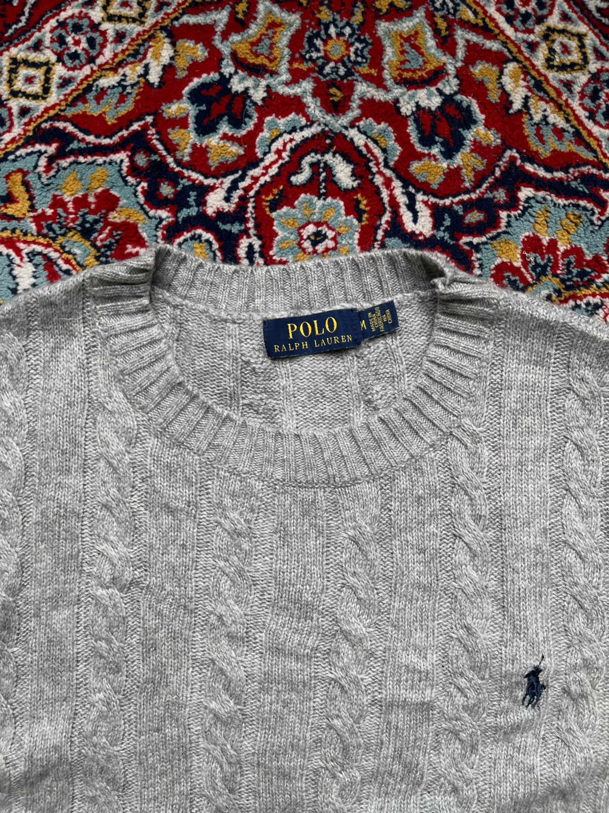 Polo Ralph Lauren Gray Cable Knit Wool Crewneck sweater - M