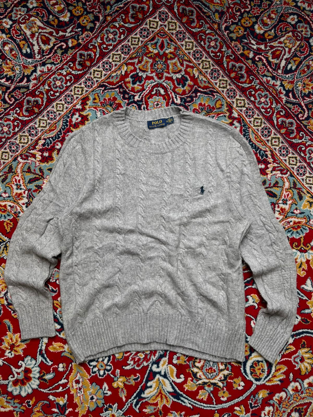Polo Ralph Lauren Gray Cable Knit Wool Crewneck sweater - M