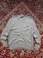Polo Ralph Lauren Gray Cable Knit Wool Crewneck sweater - M