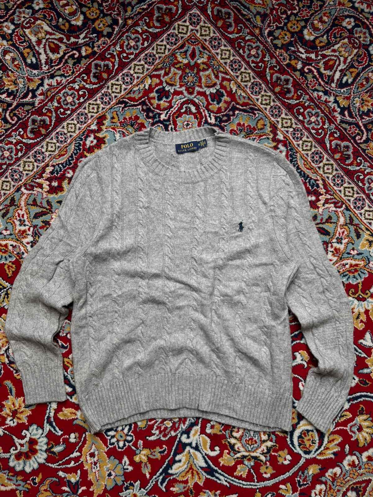 Polo Ralph Lauren Gray Cable Knit Wool Crewneck sweater - M