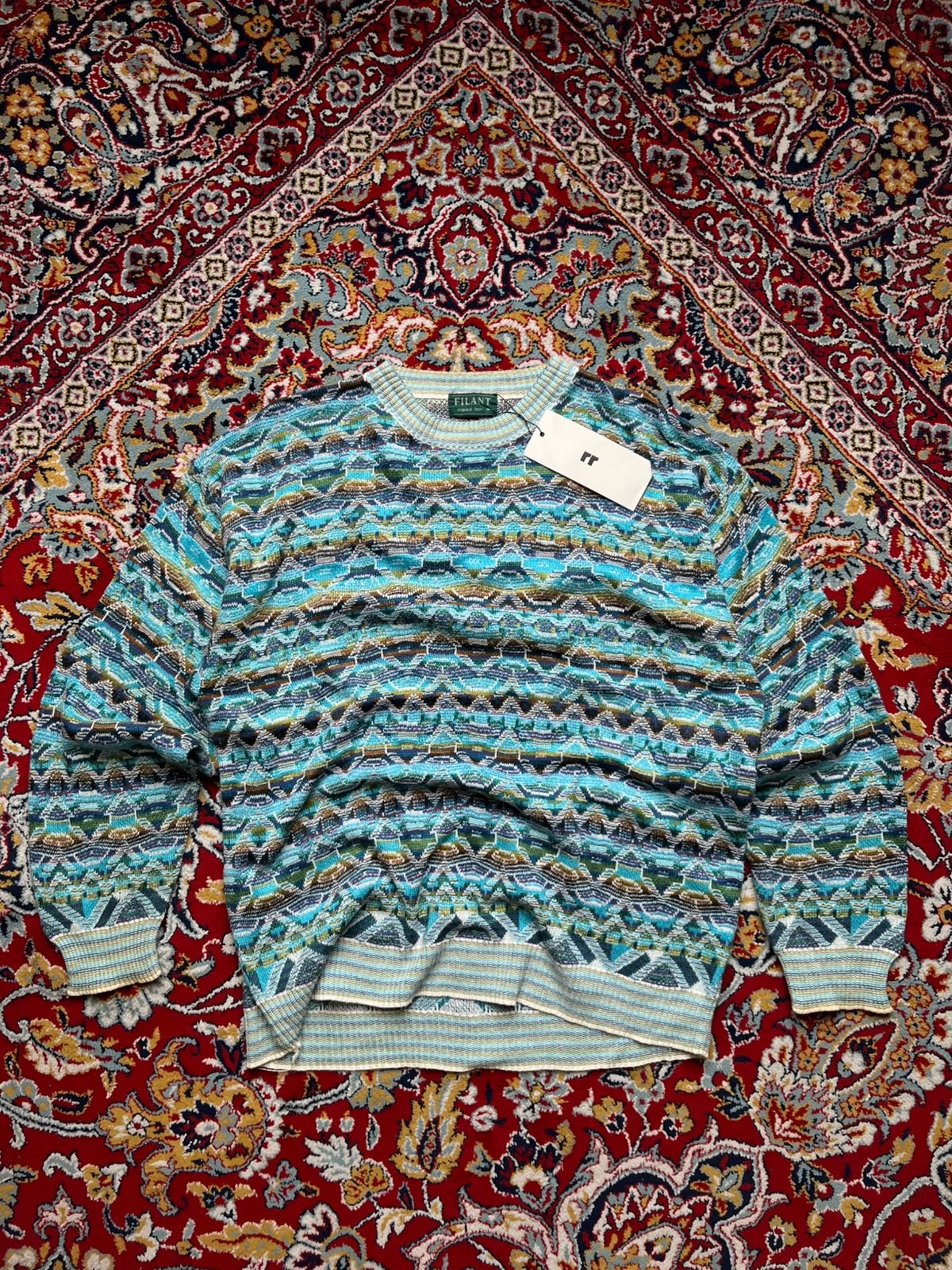 Vintage Filant Coogi Style Multi Geometric Pattern Knit sweaters - M