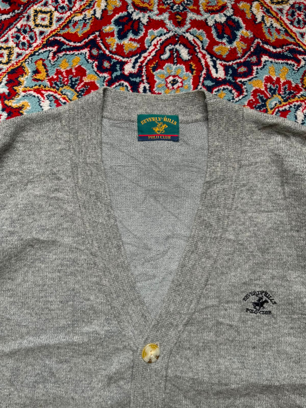 Beverly Hills Polo Club Gray Knit V-Neck Cardigan - M
