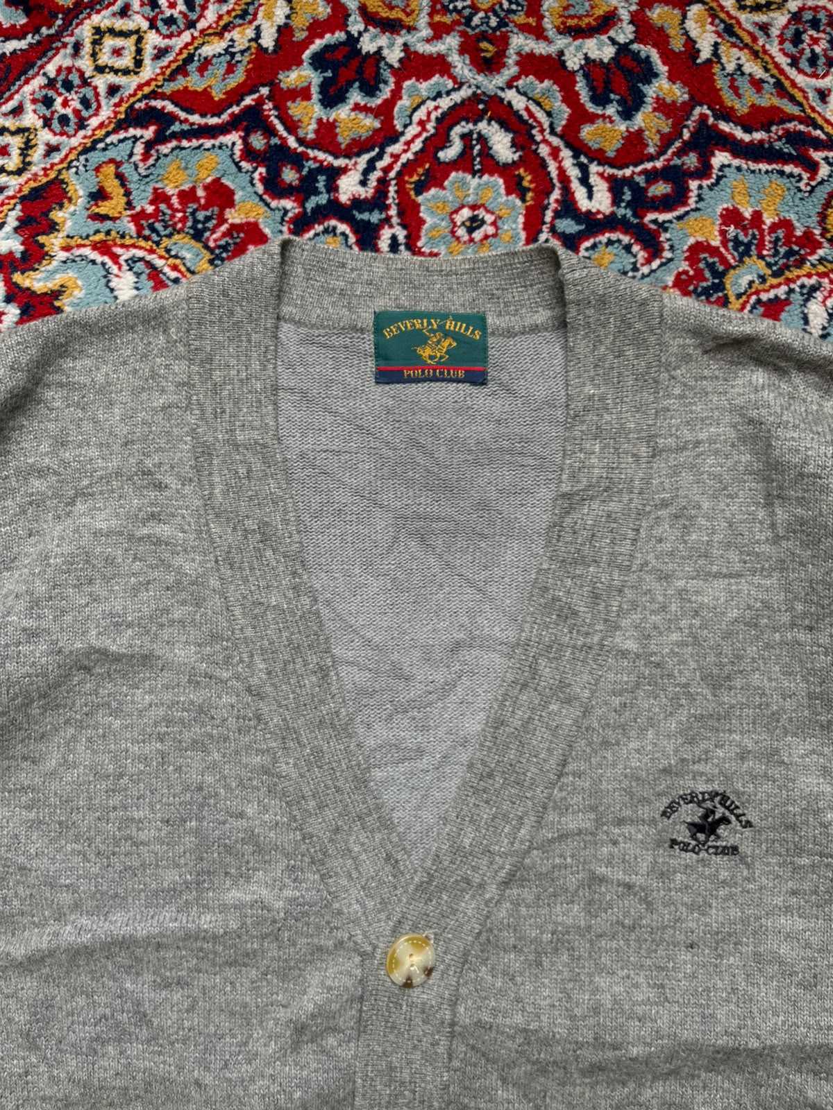 Beverly Hills Polo Club Gray Knit V-Neck Cardigan - M