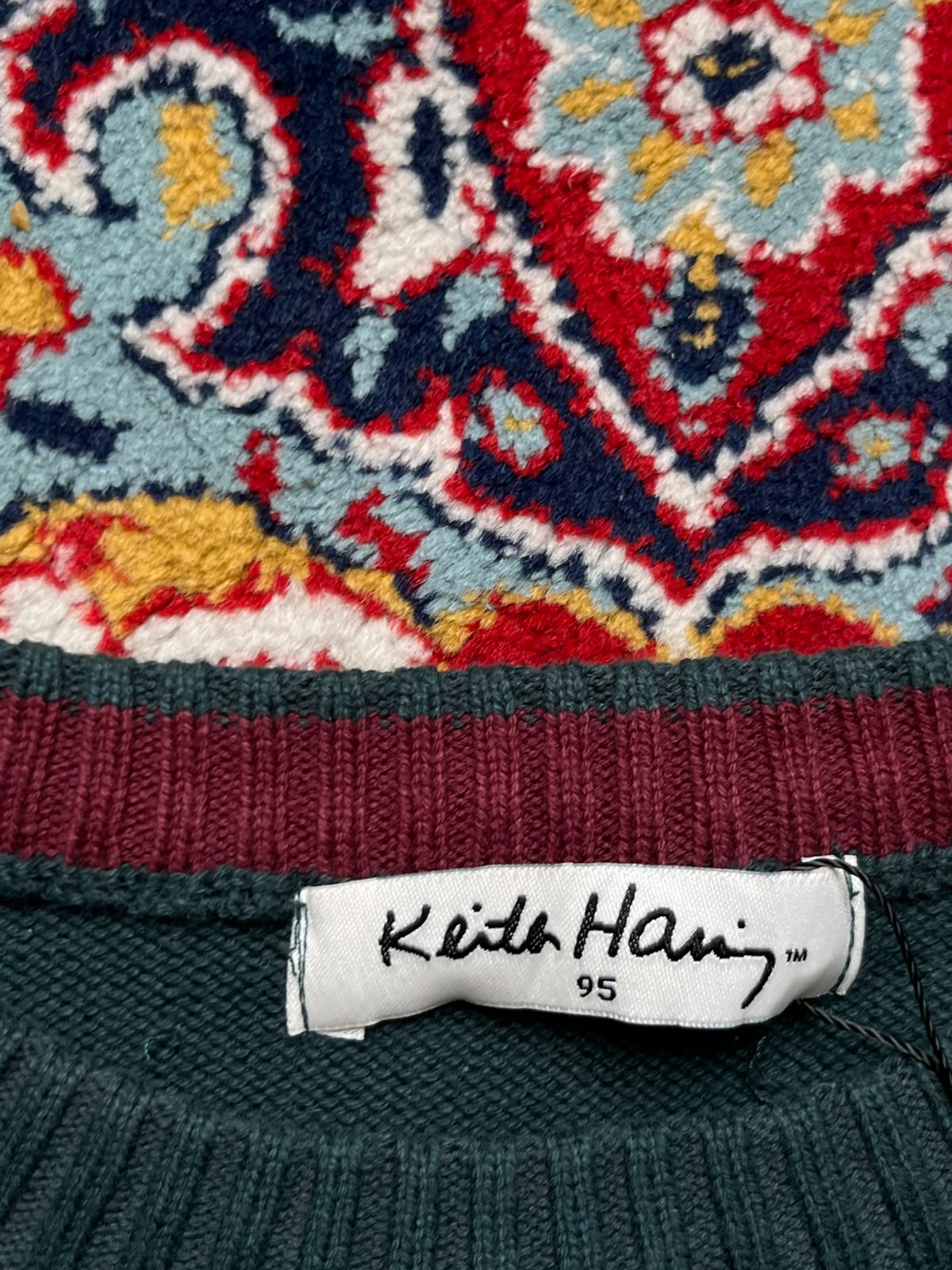 Keith Haring Embroidered Logo Green Crewneck Knit sweater - M