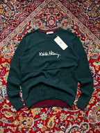 Keith Haring Embroidered Logo Green Crewneck Knit sweater - M
