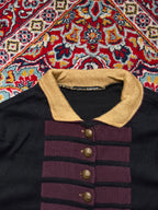 Vintage Military Regiment Style Button Up Knit Collared sweater - M