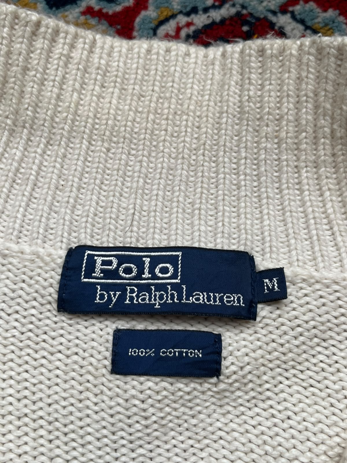 Polo Ralph Lauren Cotton Cream Quarter Zip Knit sweater - M