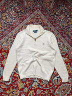 Polo Ralph Lauren Cotton Cream Quarter Zip Knit sweater - M