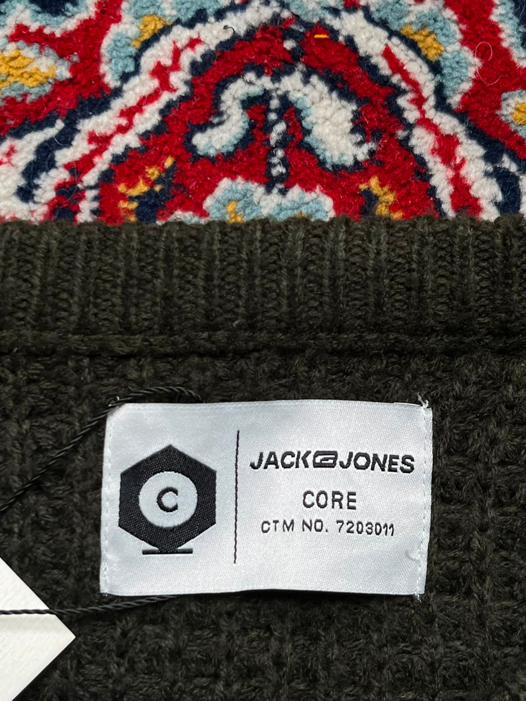Jack & Jones Core Olive Green Waffle Textured Crew Neck Sweaters - XL