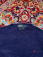 Polo Ralph Lauren Navy Blue Lambswool Knit Crewneck Sweater - M