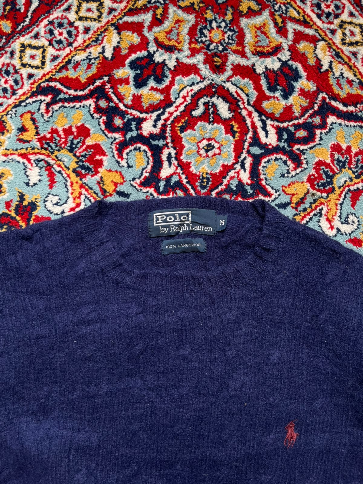 Polo Ralph Lauren Navy Blue Lambswool Knit Crewneck Sweater - M