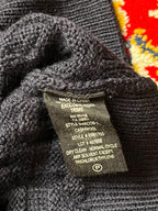 Theory Navy Blue Cashwool Basketweave Waffle Knit Crewneck Sweater - L