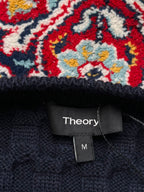 Theory Navy Blue Cashwool Basketweave Waffle Knit Crewneck Sweater - L