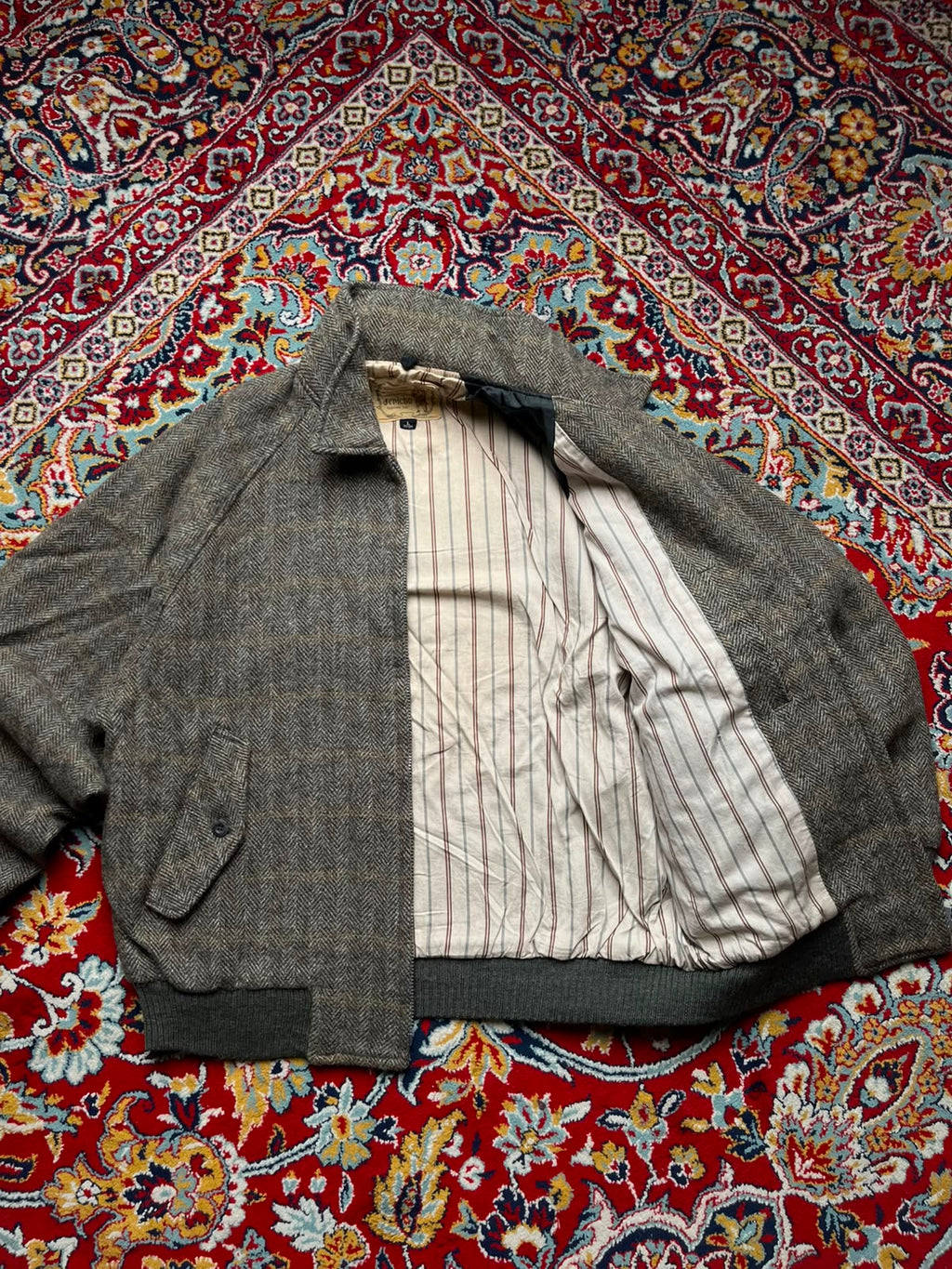 Vintage Jericho Herringbone Wool Blend Bomber JACKET - M
