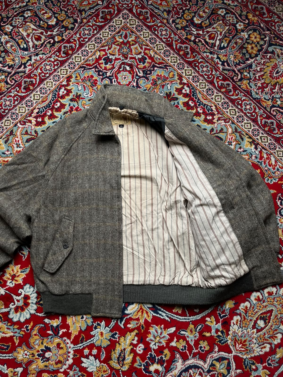 Vintage Jericho Herringbone Wool Blend Bomber JACKET - M