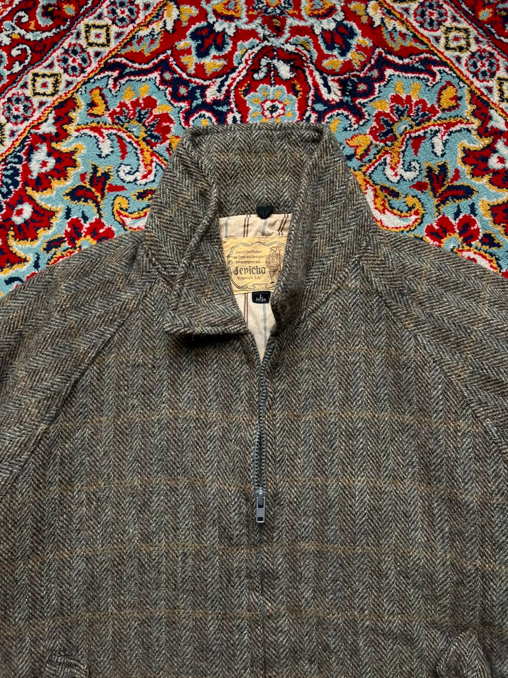 Vintage Jericho Herringbone Wool Blend Bomber JACKET - M