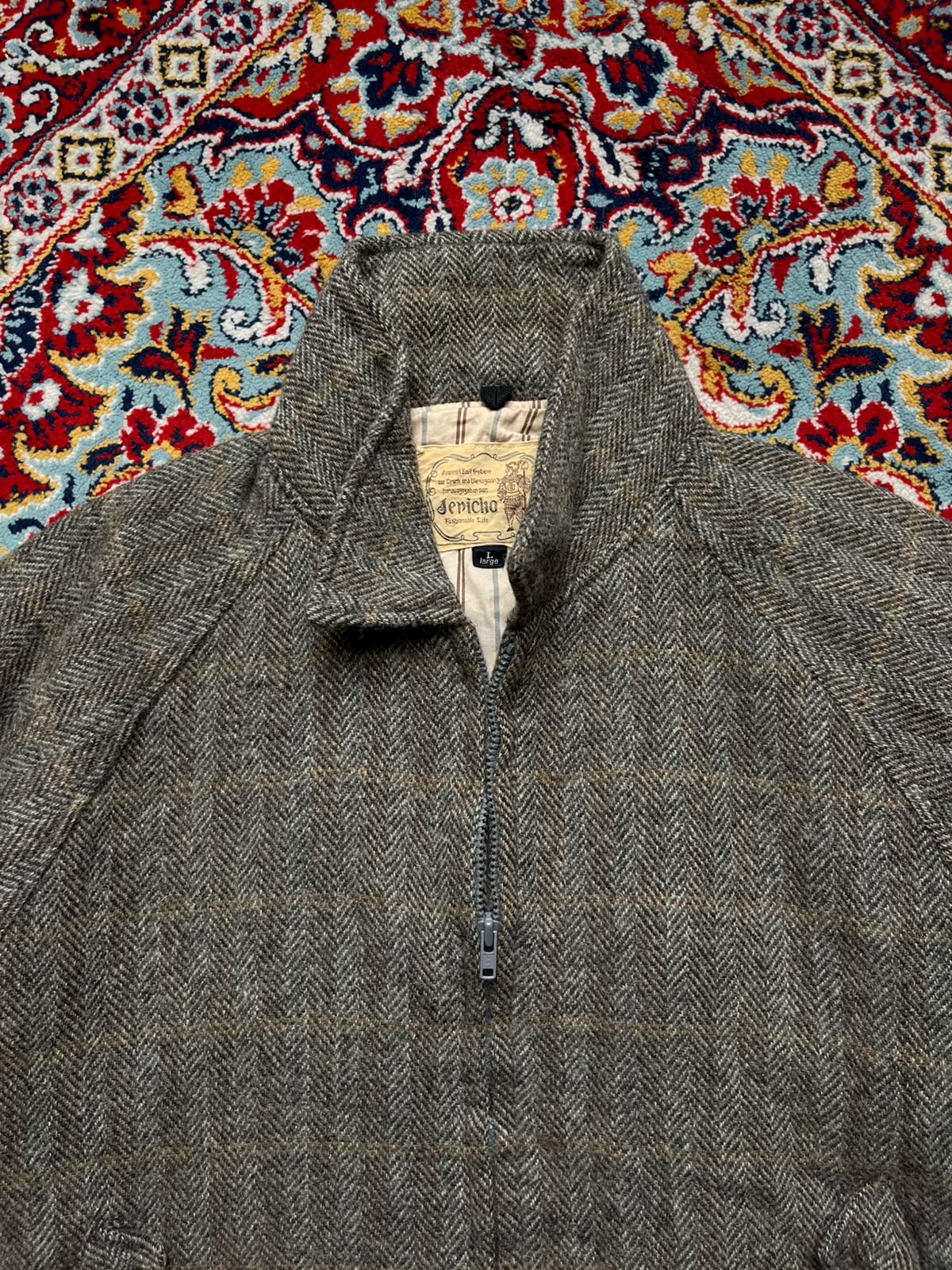 Vintage Jericho Herringbone Wool Blend Bomber JACKET - M