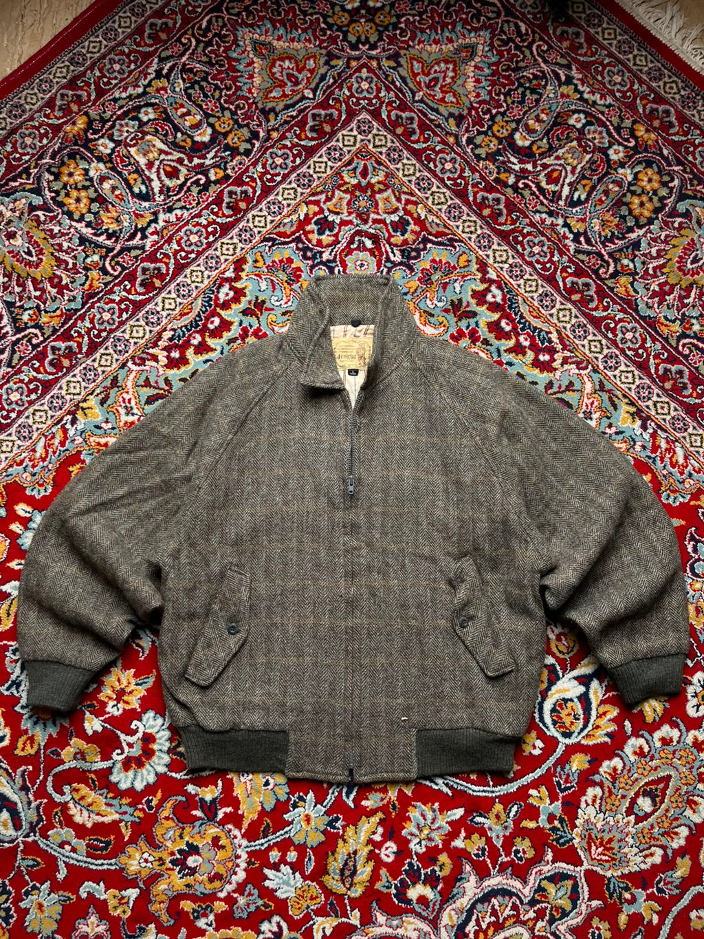 Vintage Jericho Herringbone Wool Blend Bomber JACKET - M