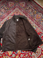 Vintage Crocodile Original Brown Leather Knit Sleeve JACKET - XL