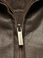 Vintage Crocodile Original Brown Leather Knit Sleeve JACKET - XL