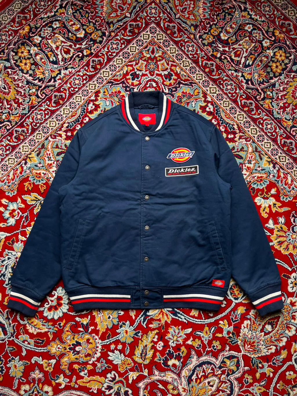 Dickies Fort Worth Texas Since 1922 Navy Blue Varsity Bomber JACKET - XL