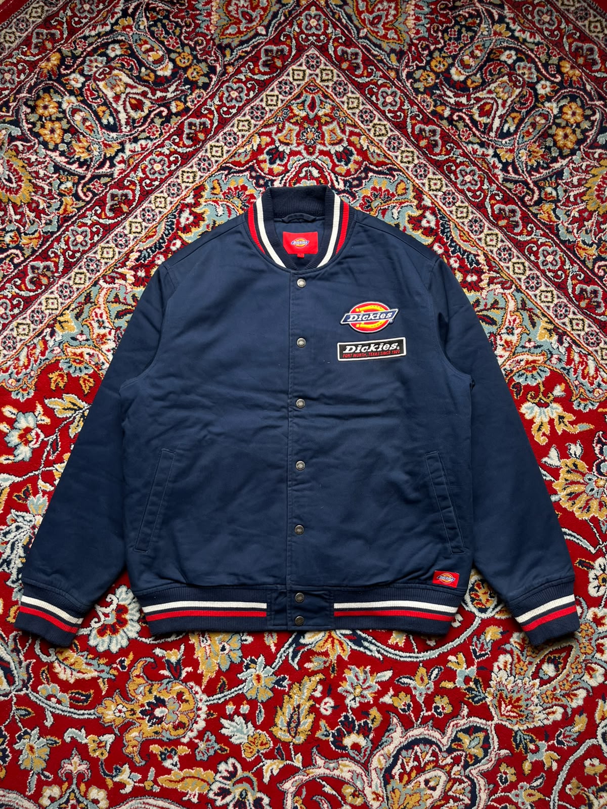 Dickies Fort Worth Texas Since 1922 Navy Blue Varsity Bomber JACKET - XL