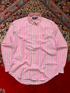 Polo Ralph Lauren Custom Fit Pink White Striped Button Down Shirt