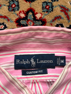 Polo Ralph Lauren Custom Fit Pink White Striped Button Down Shirt