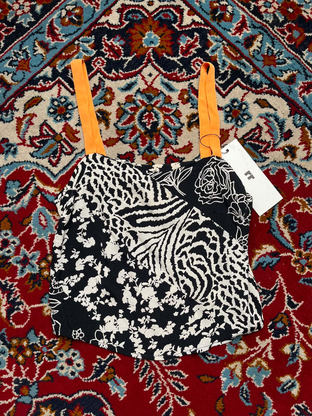 Miss Selfridge Mixed Monochrome Print Cami Top - S