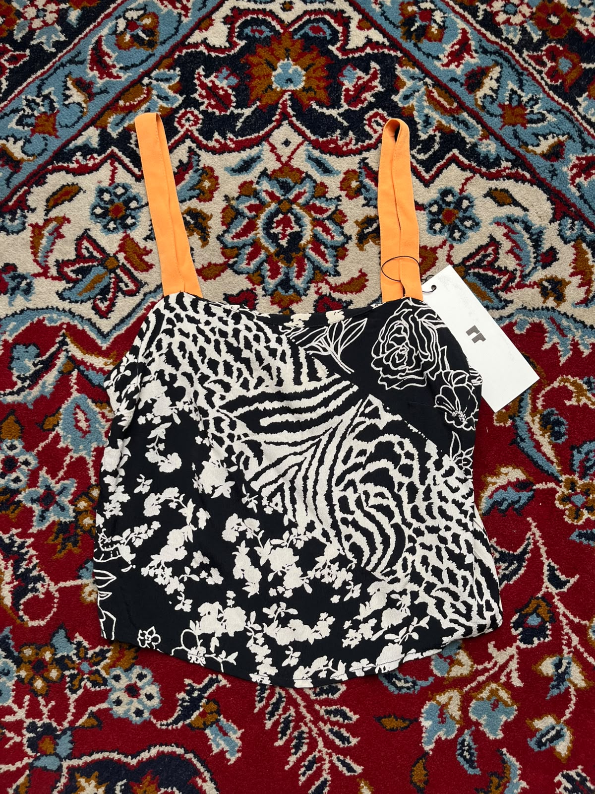 Miss Selfridge Mixed Monochrome Print Cami Top - S