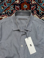 Giordano Blue White Pinstripe Casual Cotton BUTTON DOWN SHIRT - M