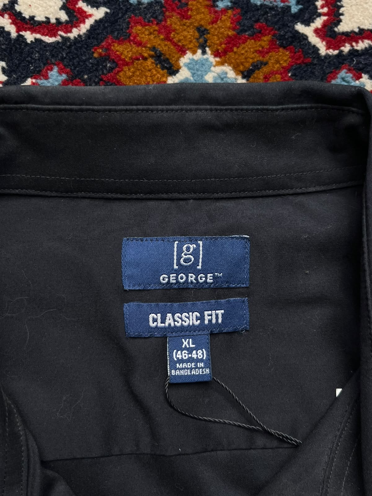 George Classic Fit Solid Black BUTTON DOWN SHIRT - XL