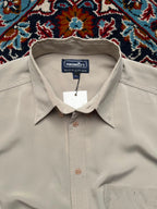 Portobellos Tan Microfibre Point Collar Cropped Boxy Fit Shirt - M