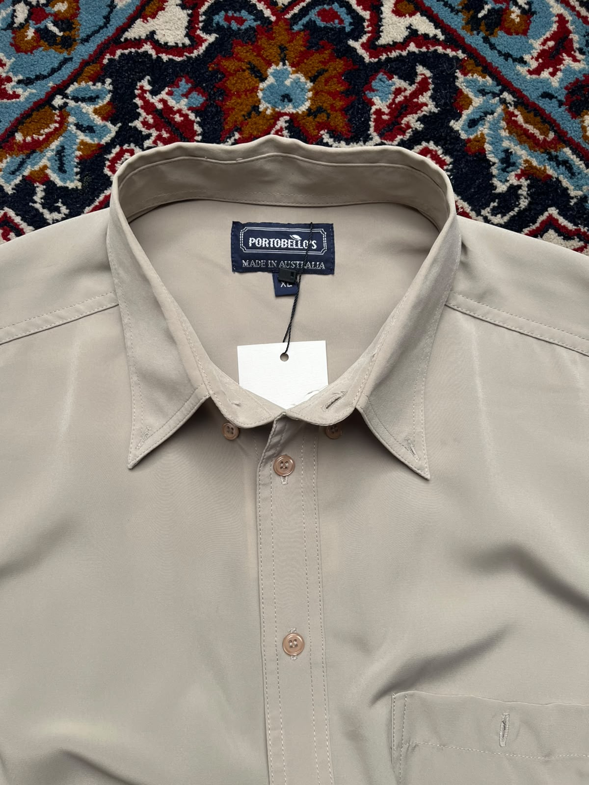 Portobellos Tan Microfibre Point Collar Cropped Boxy Fit Shirt - M