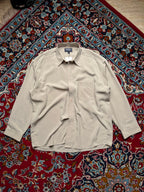 Portobellos Tan Microfibre Point Collar Cropped Boxy Fit Shirt - M