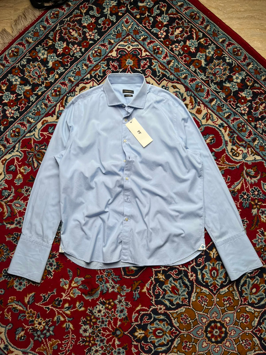 Emidio Tucci Fit Line Light Blue Casual BUTTON DOWN SHIRT - XL
